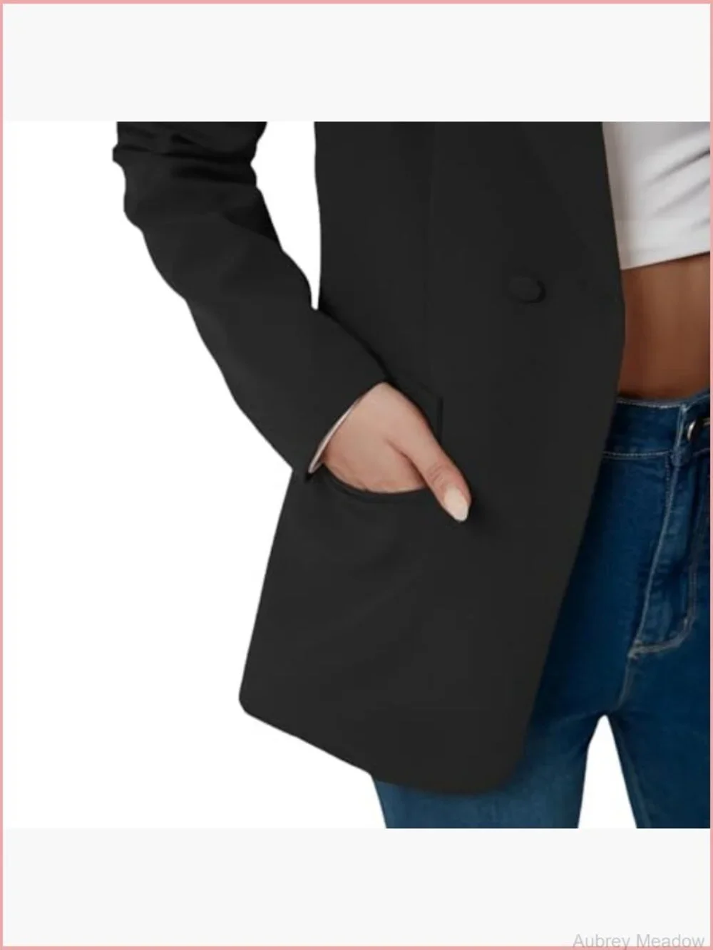 Long Sleeve Notch Lapel Work Suit Blazer Open Front Casual Jacket with Pockets